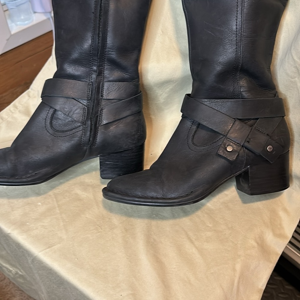 UGG Bandera black leather riding boots stunning excellent condition sz 6 - Picture 9 of 13
